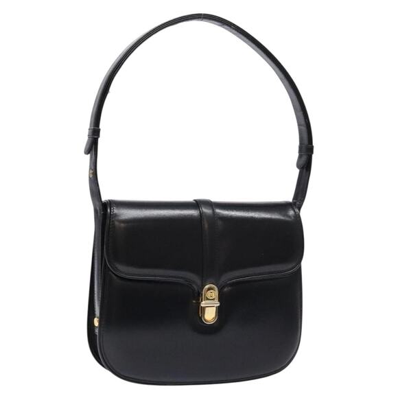 GUCCI Shoulder Bag Leather Black Gold - Picture 1 of 16